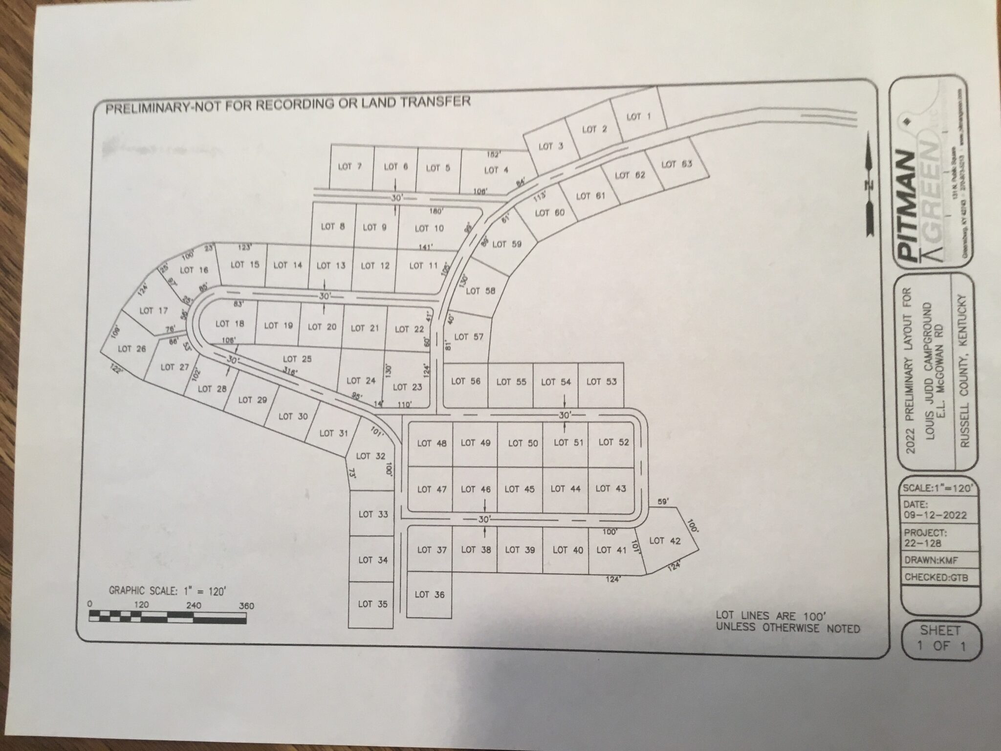 Lot lines with graphic scale